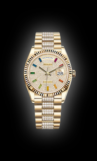 Rolex Day-Date 36mm Presidential 128238 Fluted Bezel Diamond Paved Dial