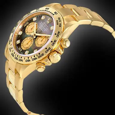 Rolex Daytona 40mm Yellow Gold 116508 Black Mother Of Pearl Diamond Dial