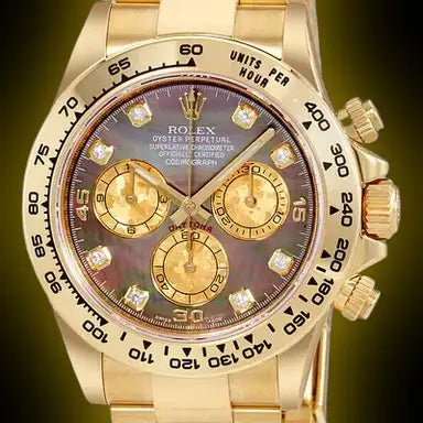 Rolex Daytona 40mm Yellow Gold 116508 Black Mother Of Pearl Diamond Dial