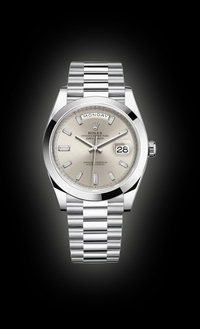 Rolex Day-Date 40 Platinum Presidential 228206 Smooth Bezel Silver Quadrant Motif Dial