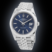 Rolex Datejust 41mm Bright Blue Fluted Dial Smooth Bezel 126300