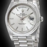 Rolex Day-Date 40 Presidential 228239 Fluted Bezel Silver Quadrant Motif Dial