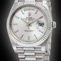 Rolex Day-Date 40 Presidential 228239 Fluted Bezel Silver Quadrant Motif Dial