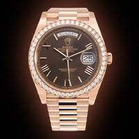 Rolex Day-Date 40 Presidential 228345RBR Diamond Bezel Baguette Chocolate Dial