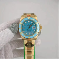 U1 ST9 Bluesy Steel Quality Watch Automatic Mechanical 41MM Two Tone Gold COLOR Ceramic Bezel Blue Dial Glide Lock Flod Clasp Sapphire