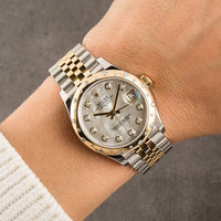 Rolex Datejust 18k Yellow Gold/Steel & Diamond Silver Dial 31mm Watch G 178313