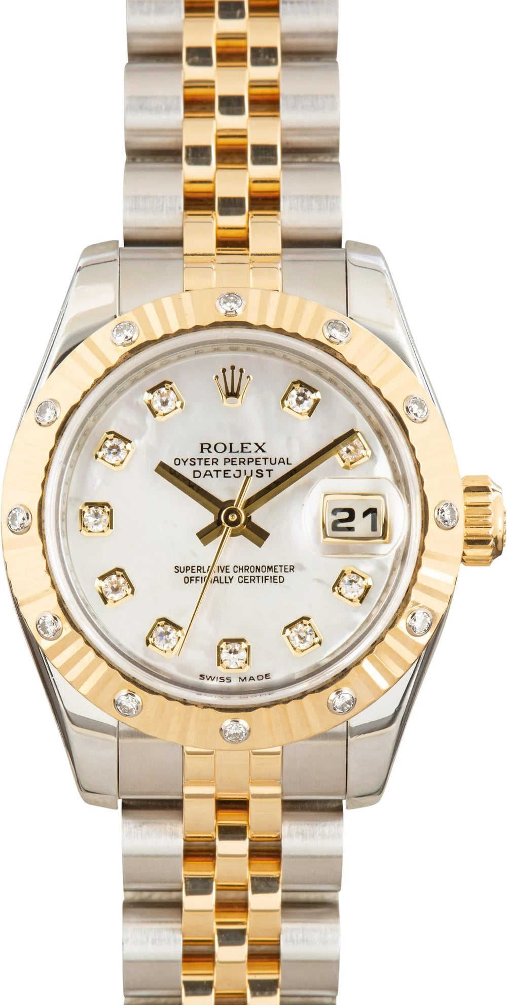 Rolex Datejust 18k Yellow Gold/Steel & Diamond Silver Dial 31mm Watch G 178313